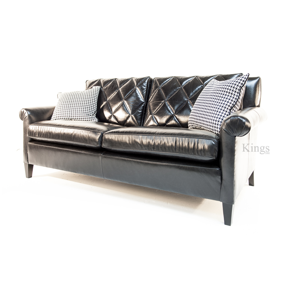 Duresta Gabrielle Sofa and Chair in Black Leather Kings